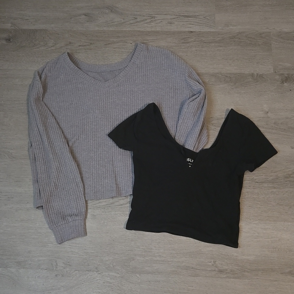 Aeropostale Seriously Soft Baby Tee and V Neck Waffle Weave Top